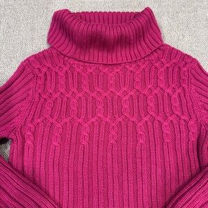 Ann Taylor Women's Turtleneck Sweater Small Wool Blend Fuchsia Pink Knit Soft
